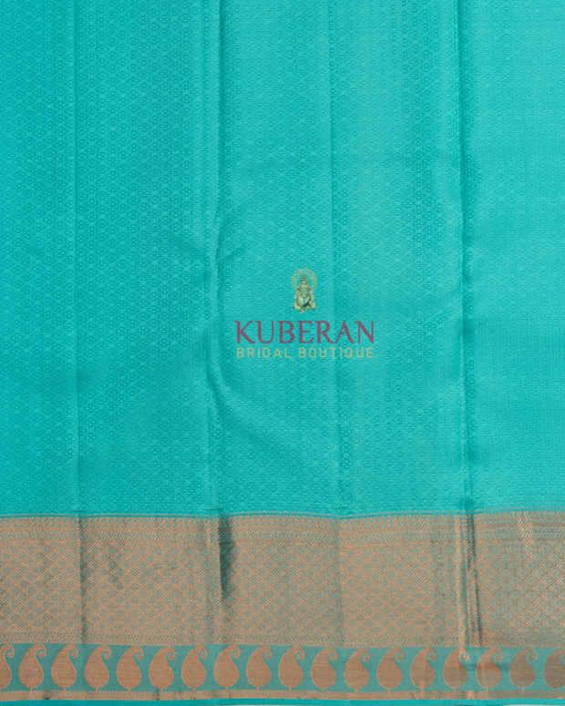 Kuberan Kanchivaram Sky Blue With Golden Border Silk Saree