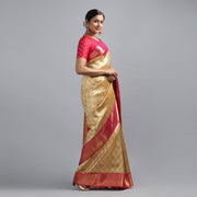 Gold Pink Kanchivaram Silk Saree 