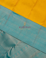 Kuberan Yellow With Blue Kanchivaram Silk Saree