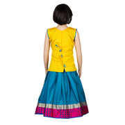 Kuberan Yellow Blue Art Silk Readymade Pavada