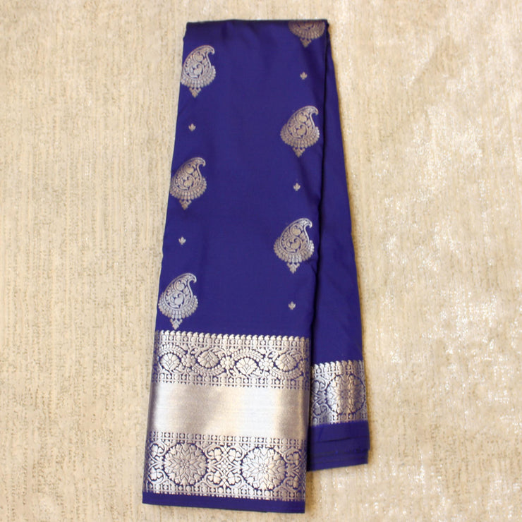 Kuberan Royal Blue Semi Silk Saree