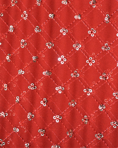 Kuberan Red Sequin Fabric
