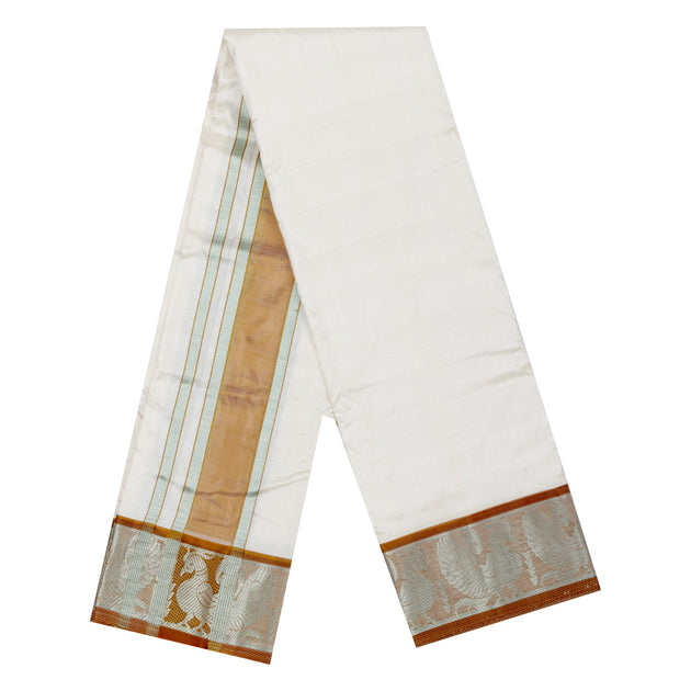 Kuberan Combo White Dhoti And Dark Golden Mysore Peta – Kuberan Silks