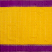 Yellow Linen Kanchipuram Silk Saree with Purple Border 