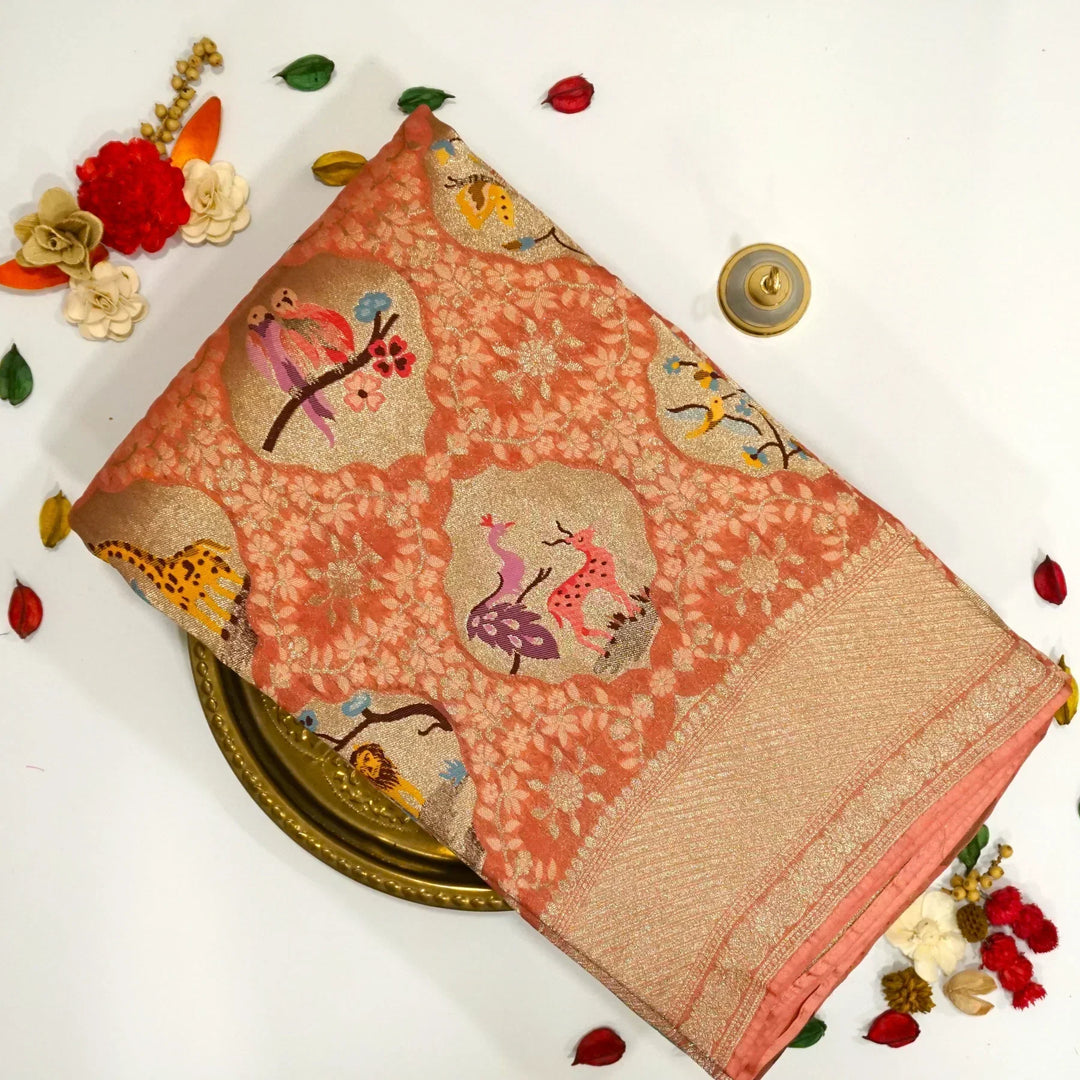 Silver-Gold Tissue Saree with metallic shine from Kuberan Silks