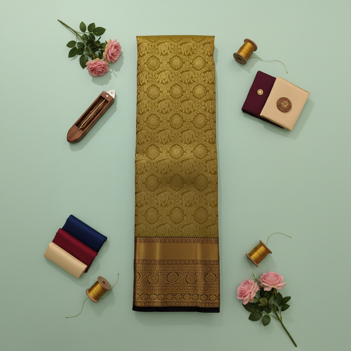 kuberan Golden green Kanchipuram Silk Saree