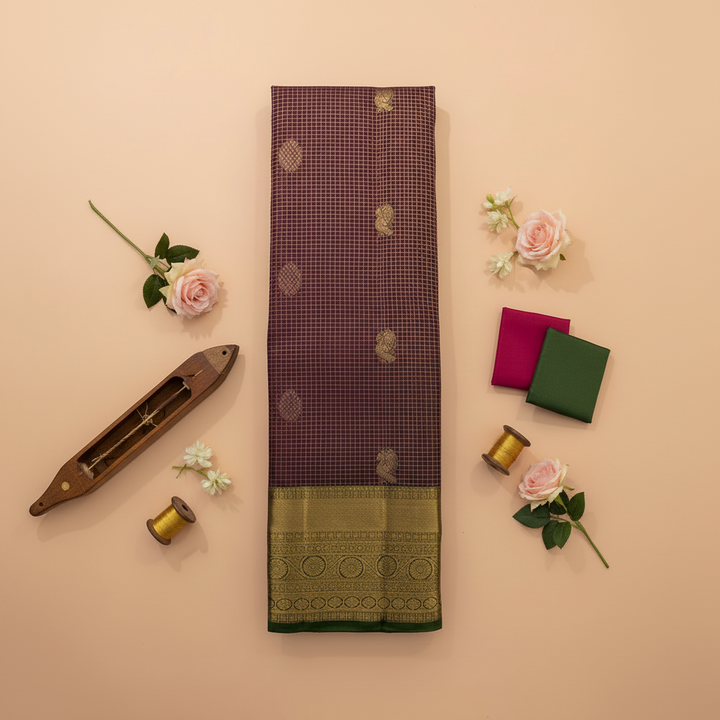 Kuberan Maroon with Golden Kanchipuram Silk Saree