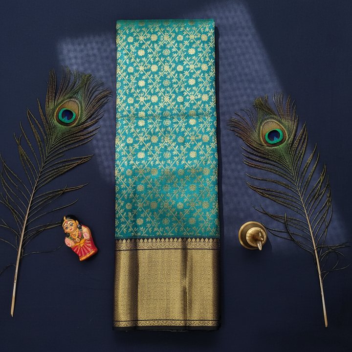 Kanchipuram Turquoise Kanchipuram Silk Saree