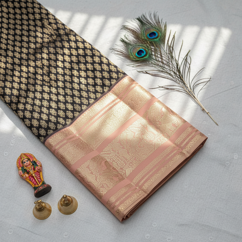 Kuberan Black Kanchipuram Silk Saree