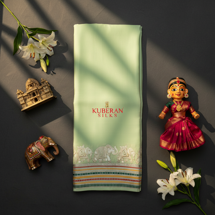 Kuberan Mint Green Mysore Silk Saree