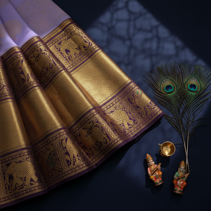 Kuberan Lavender Kanchipuram Silk Saree