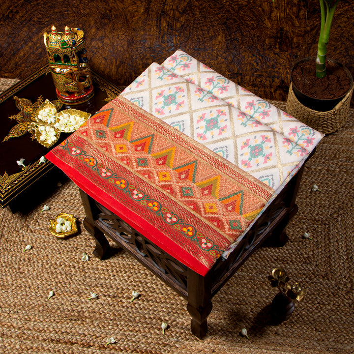 Kuberan off white Paithani Patola saree
