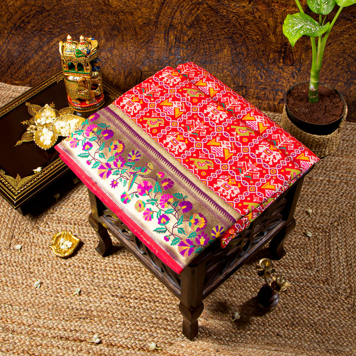 Kuberan red Paithani Patola saree