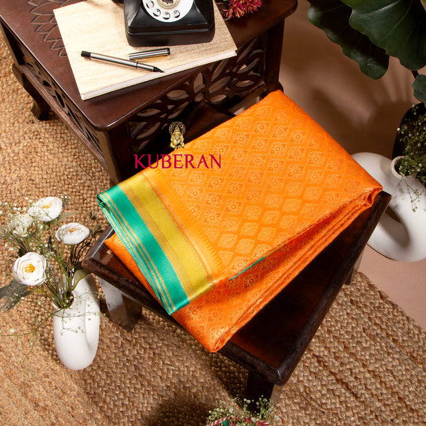 KUBERAN YELLOWISH ORANGE MYSORE SILK SAREE