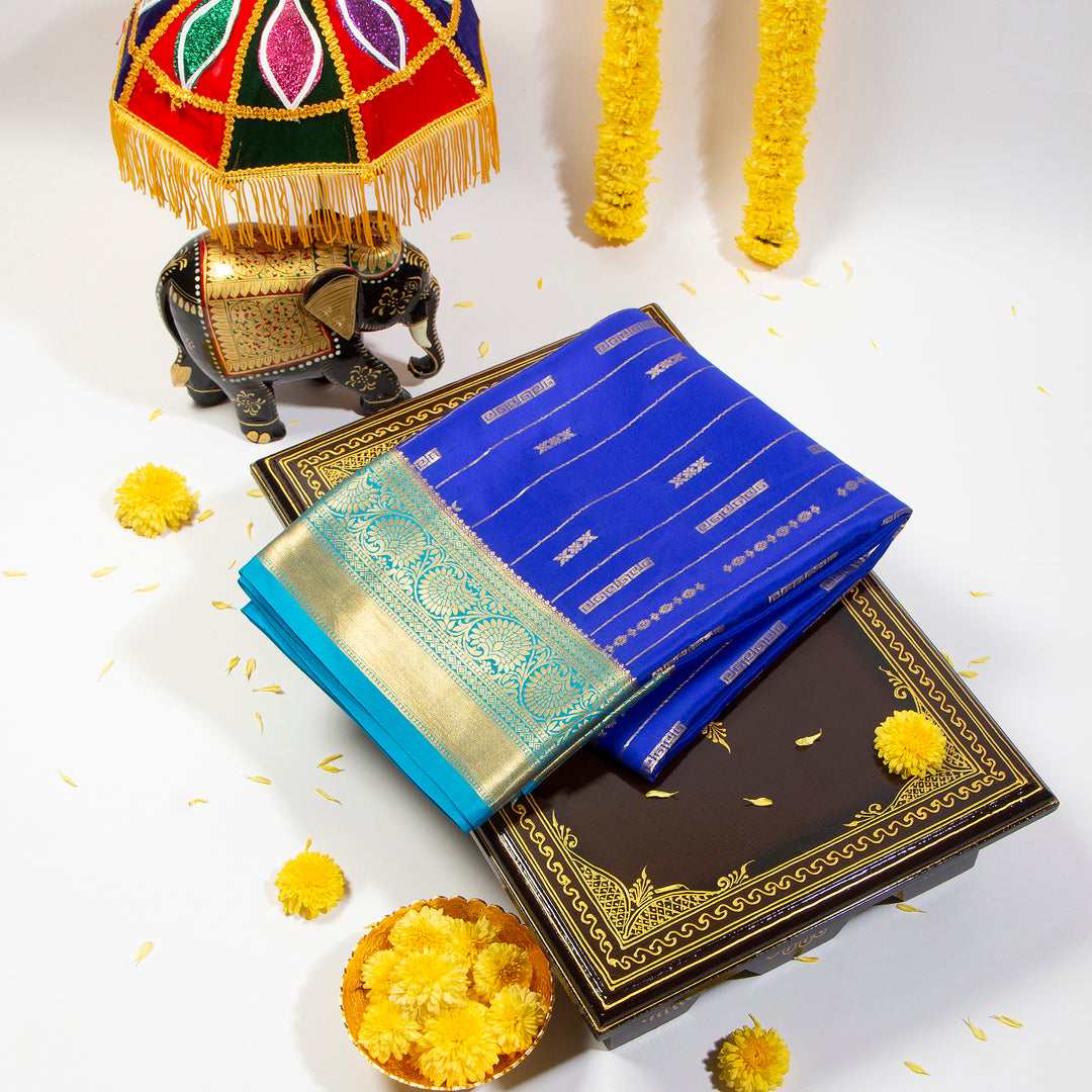 Sky Blue Mysore Silk Saree