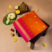 Kuberan Deep Orange With Pink 9 Yards Silk Saree