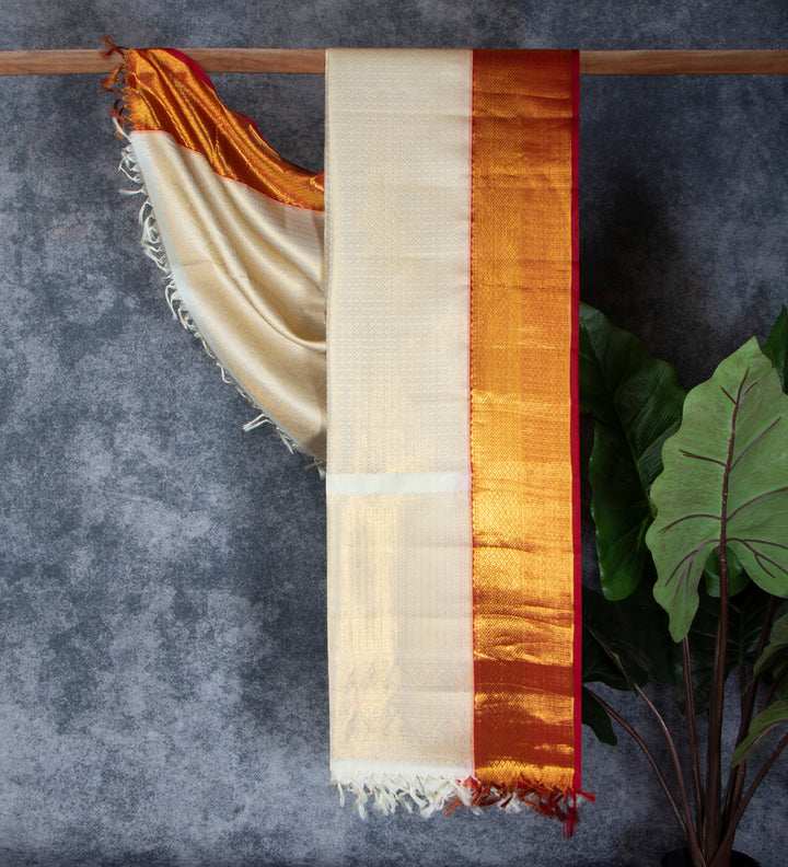 Kuberan White Ponnadai Shawl