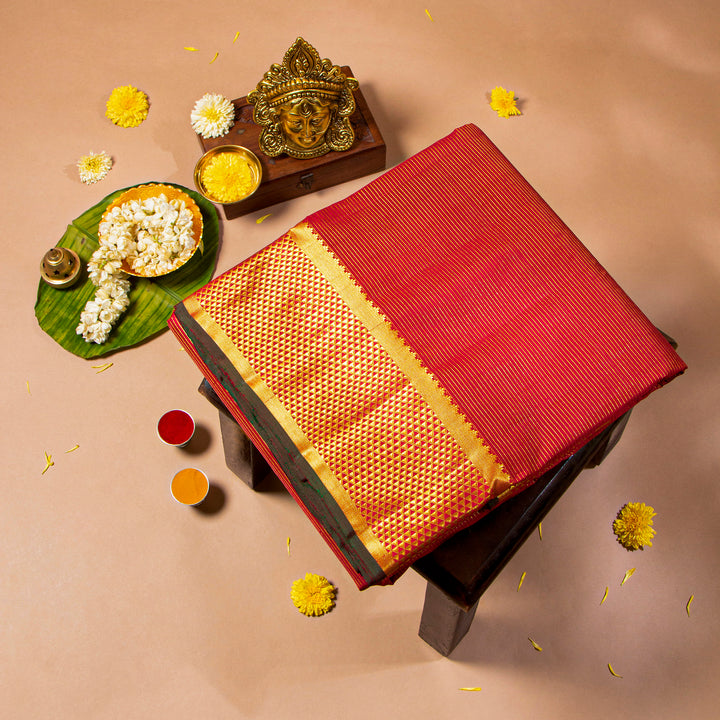 Kuberan Royal Red 9 Yards Silk Saree