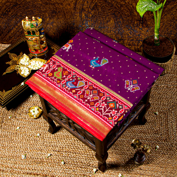 Kuberan magenta Paithani Patola saree