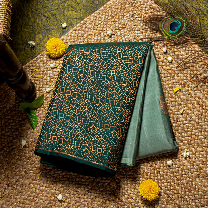 Greyish  Kanchivaram Saree