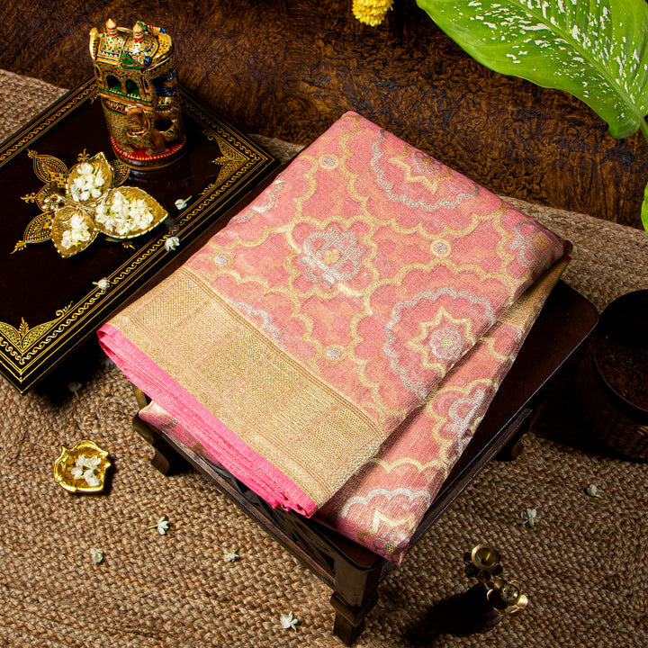 Kuberan Baby Pink Kora Saree