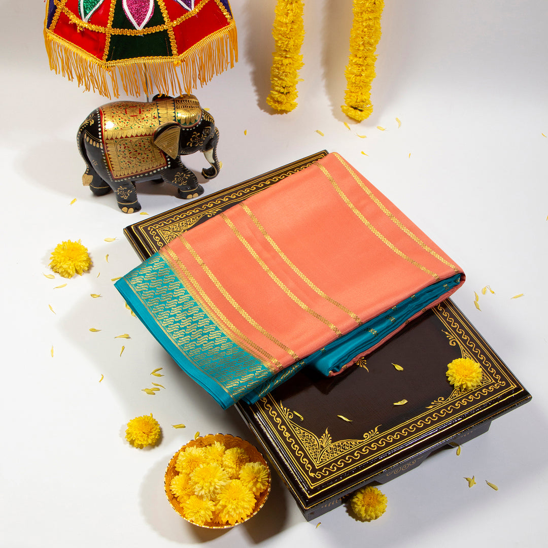 Teal Blue Silk Saree