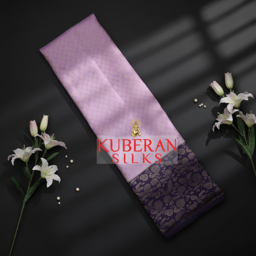 Kuberan Lavender and Purple Kanchipuram Silk Saree