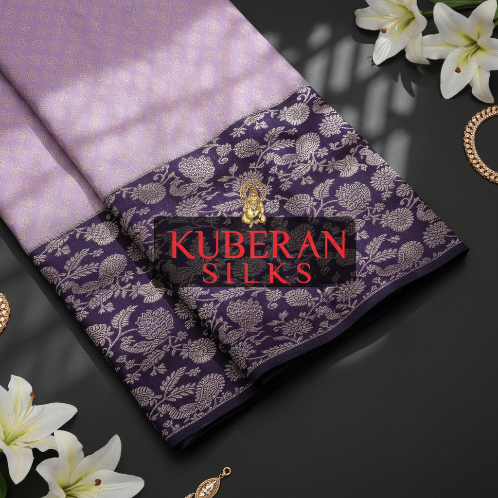 Kuberan Lavender and Purple Kanchipuram Silk Saree