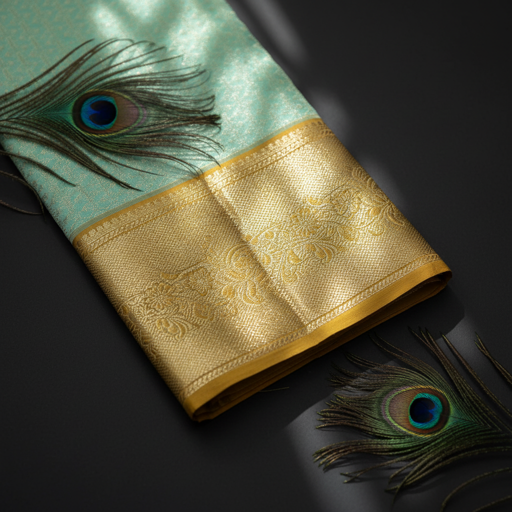 Kuberan Sea Green Kanchipuram Silk Saree