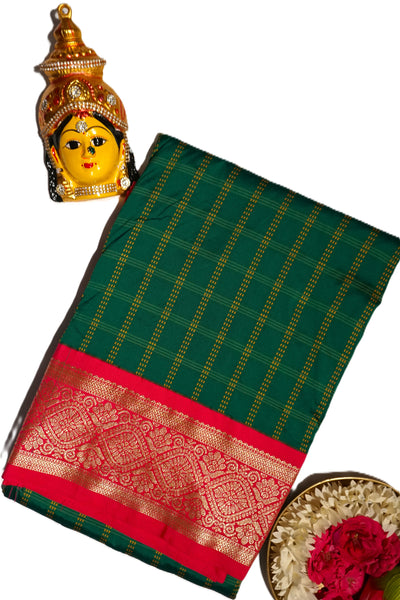 KUBERAN DARK GREEN 9 YARD SAREE