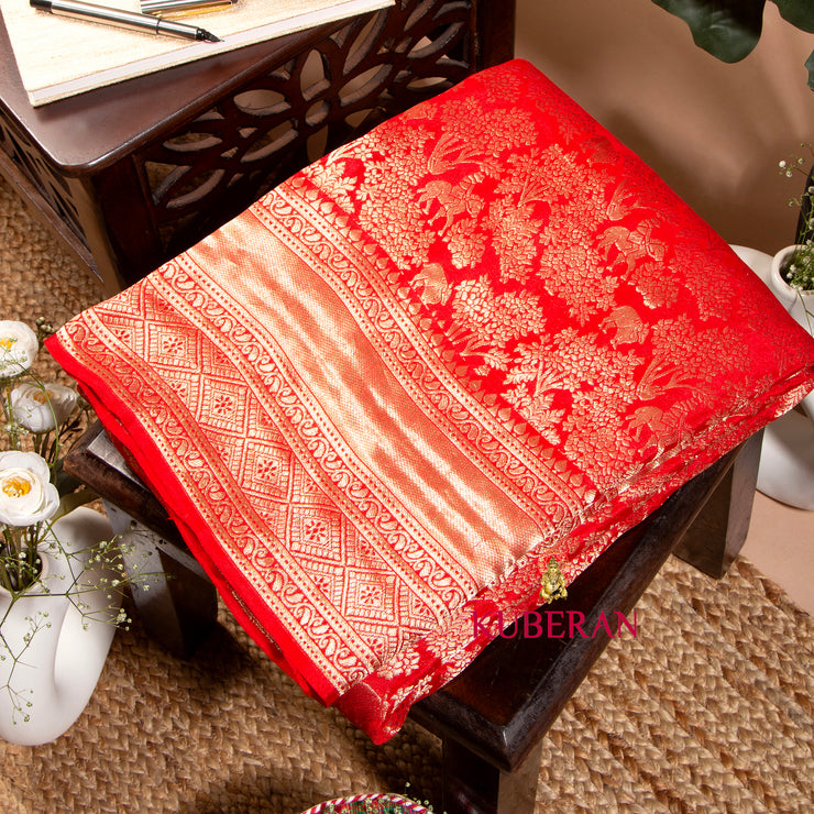 Kuberan Ruby Red Mysore Silk Saree