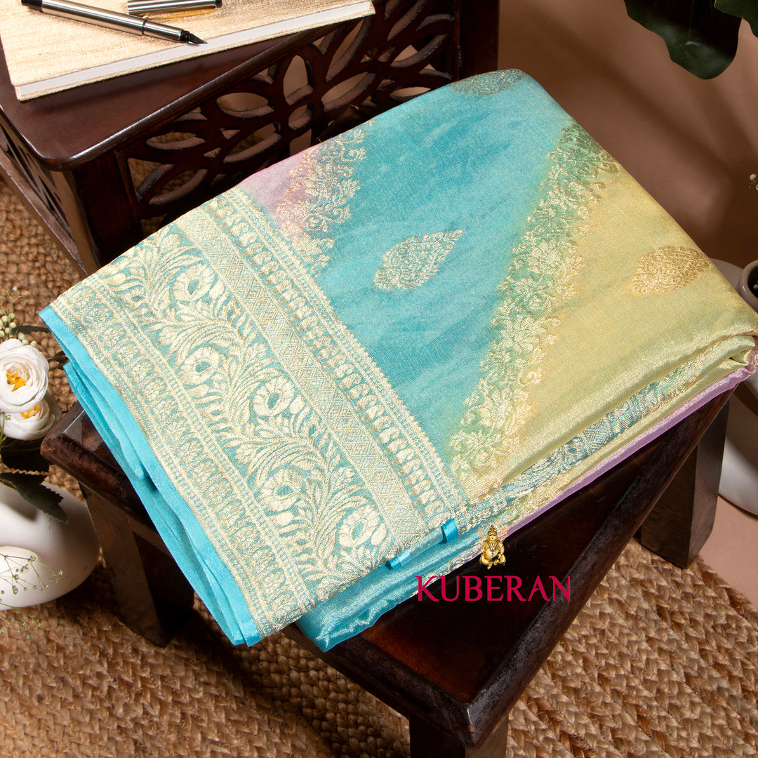 Kuberan Moonstone Blue Mysore Silk Saree