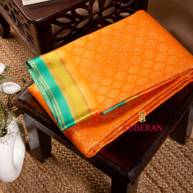 KUBERAN YELLOWISH ORANGE MYSORE SILK SAREE