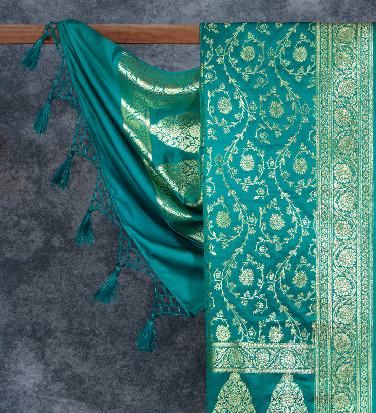 Kuberan Teal Blue Ponnadai Shawl