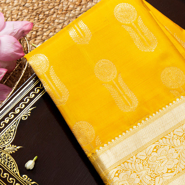 Kuberan Golden Yellow  Kanchivaram Saree