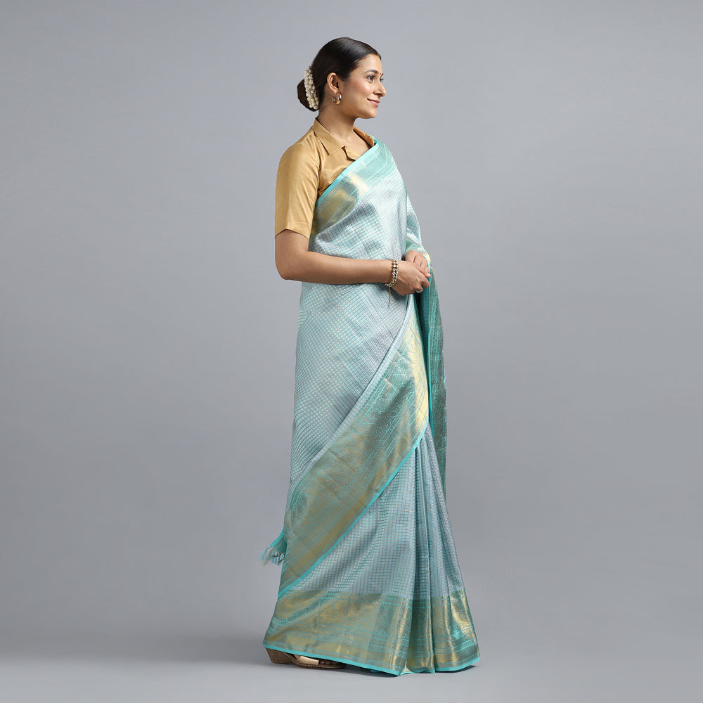 Turquoise Blue Kanchivaram Saree