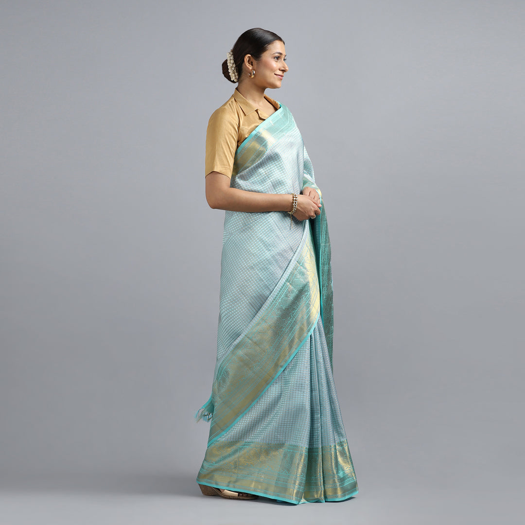 Turquoise Blue Kanchivaram Saree