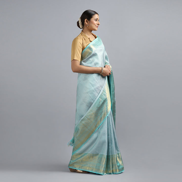 Turquoise Blue Kanchivaram Saree