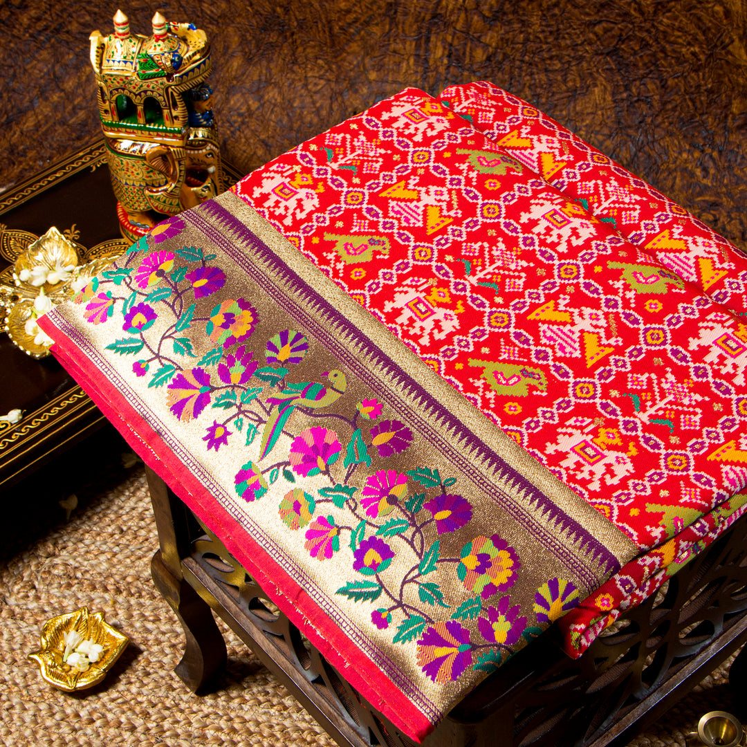 Kuberan red Paithani Patola saree