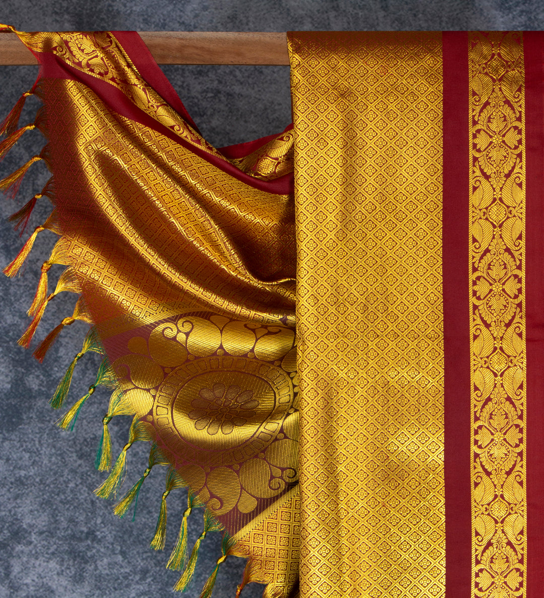 Kuberan Deep Yellow Ponnadai Shawl