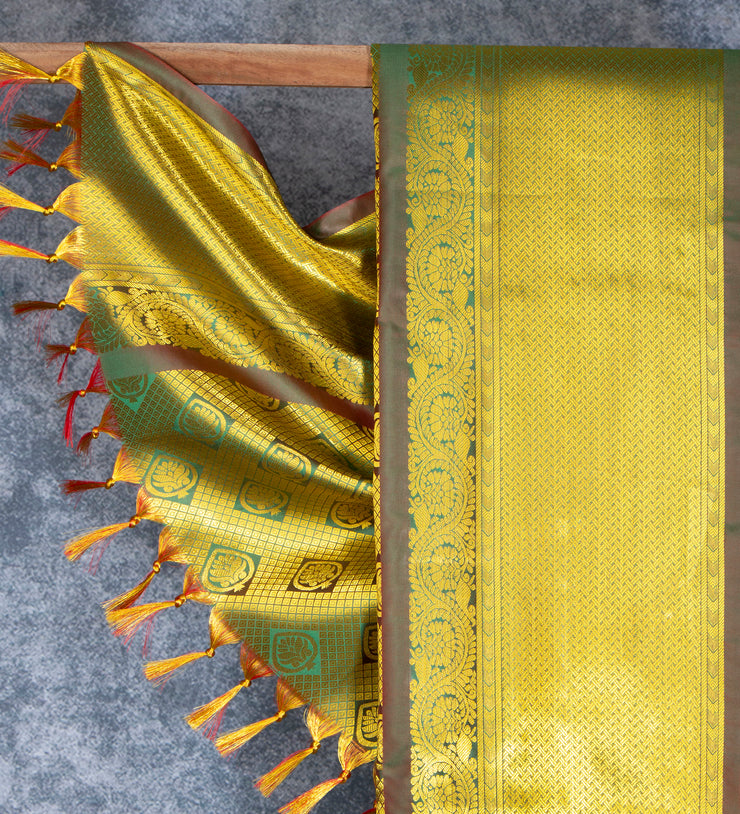 Kuberan Golden Yellow Ponnadai Shawl