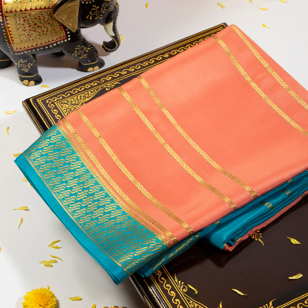 Teal Blue Silk Saree