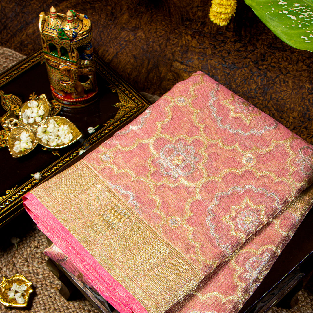 Kuberan Baby Pink Kora Saree