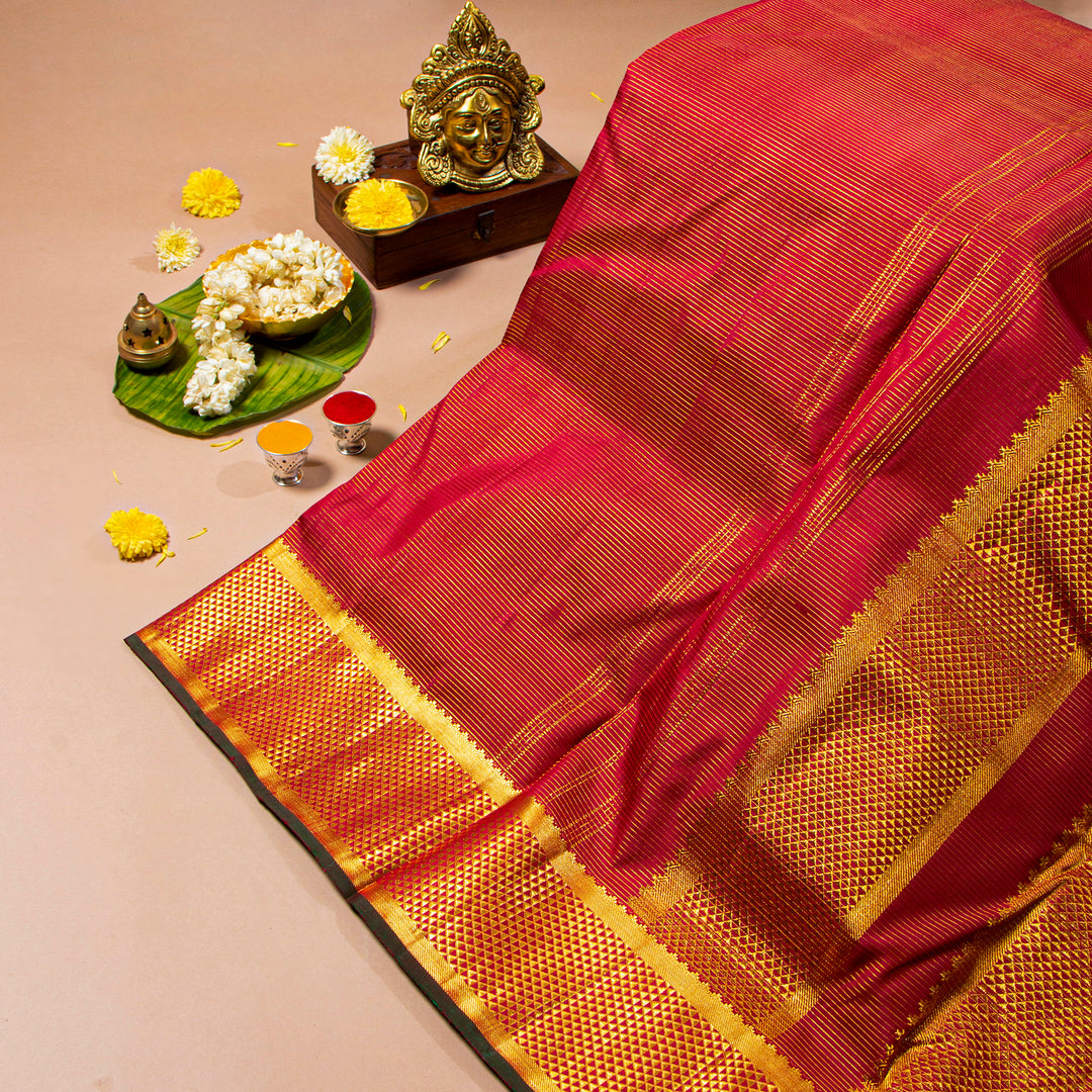 Kuberan Royal Red 9 Yards Silk Saree