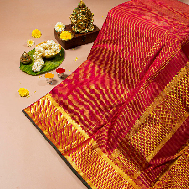 Kuberan Royal Red 9 Yards Silk Saree