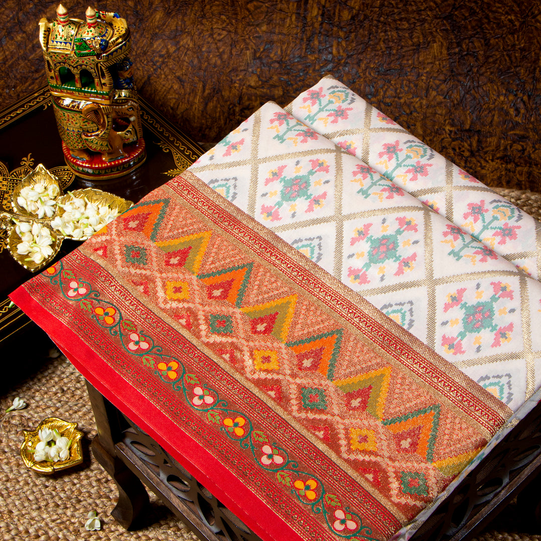 Kuberan off white Paithani Patola saree
