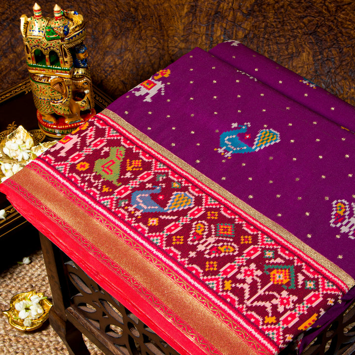 Kuberan magenta Paithani Patola saree