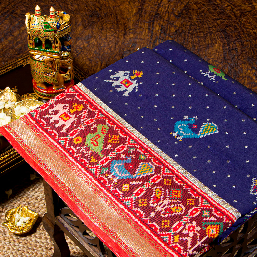 Kuberan navy blue Paithani Patola saree