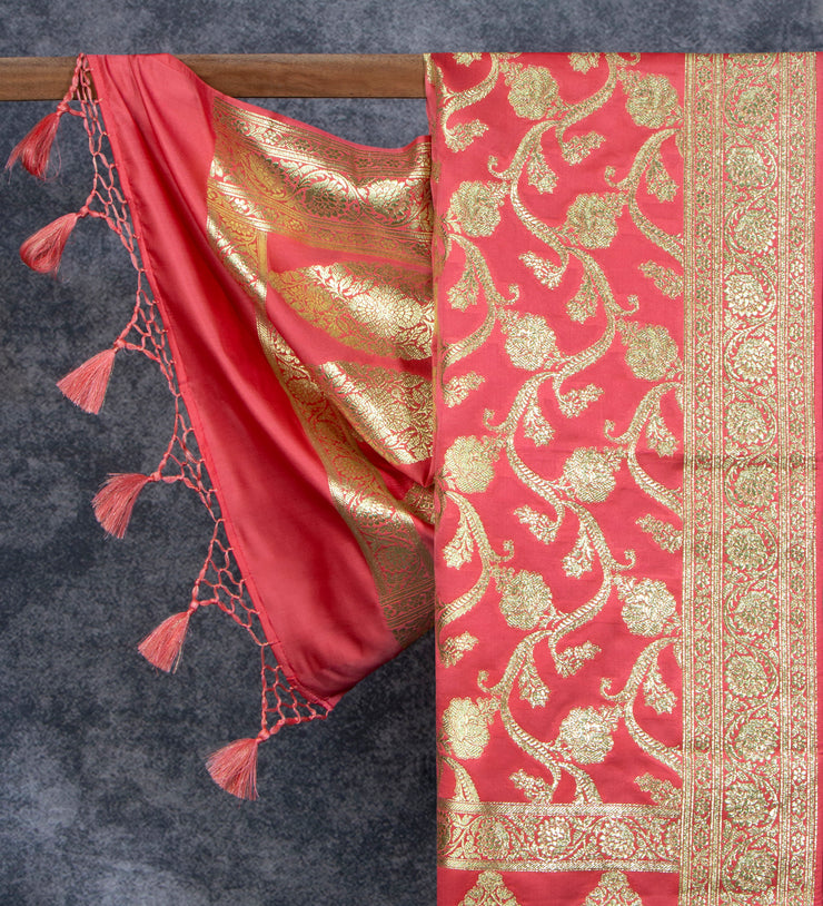 Kuberan Coral Pink Ponnadai Shawl