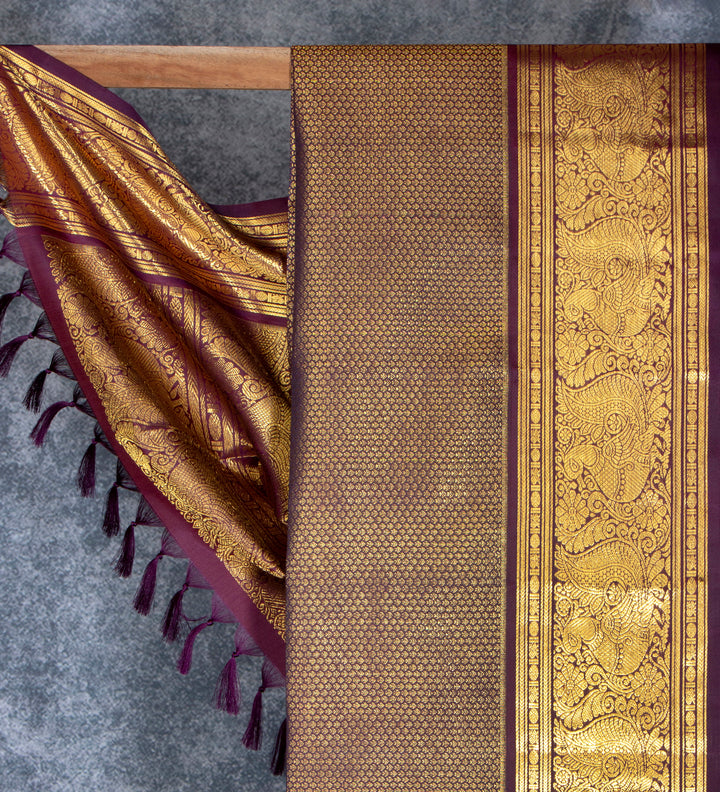 Kuberan Copper Brown Ponnadai Shawl